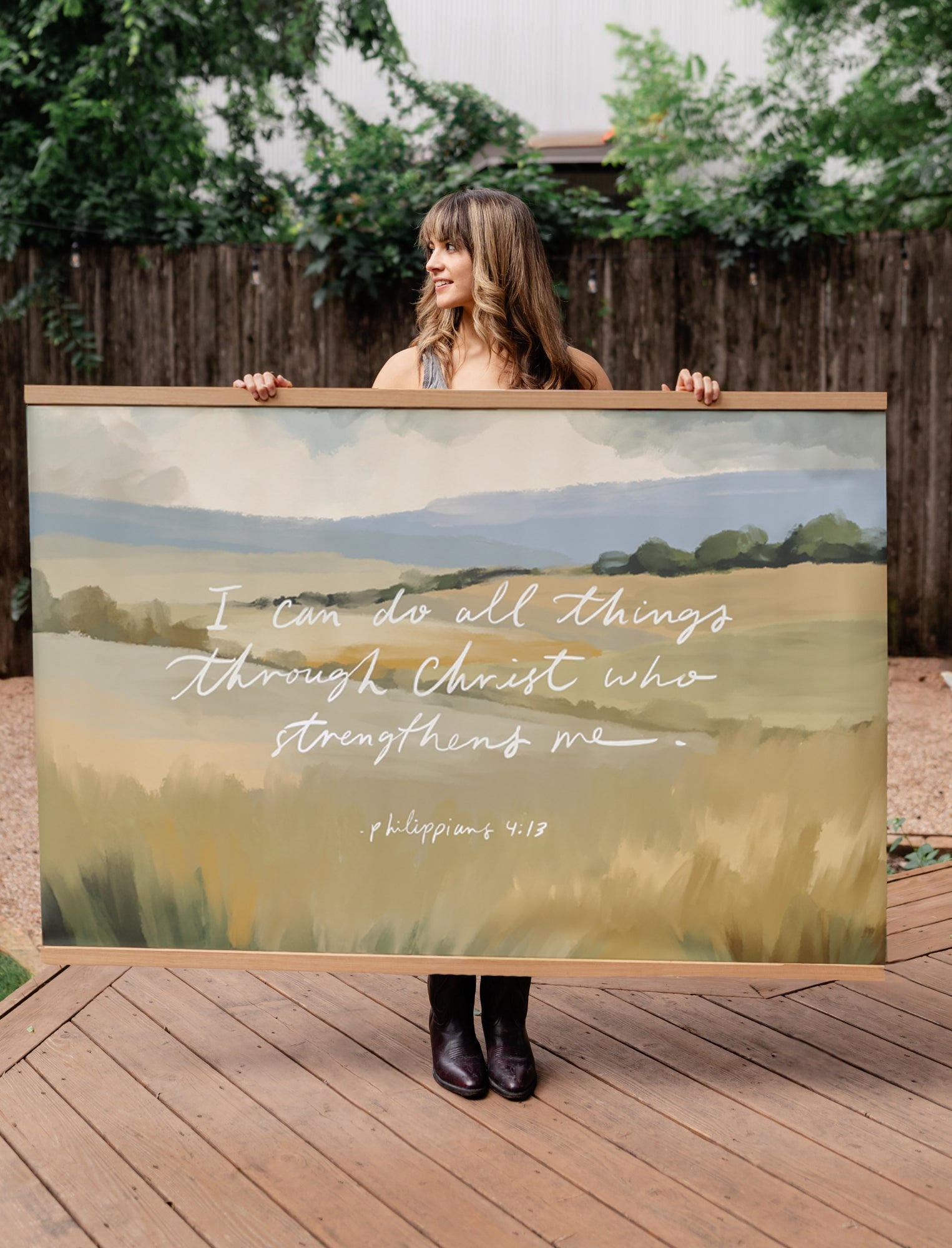 Large Canvas with Banner Wood: I can do all things through Christ by jenessawaitshop - main product image for Resin Society