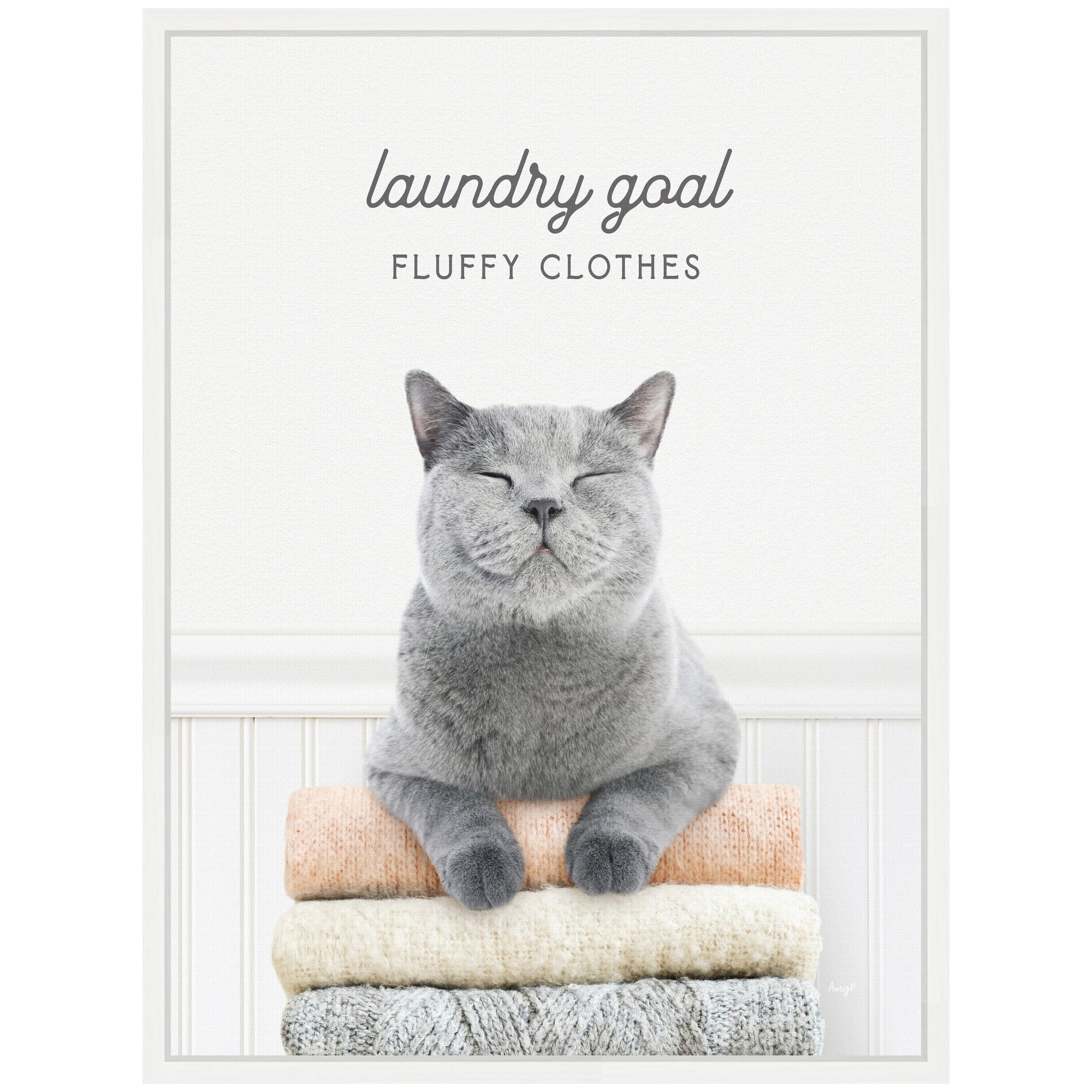 Sylvie Cat Laundry Goals Framed Canvas by Amy Peterson
