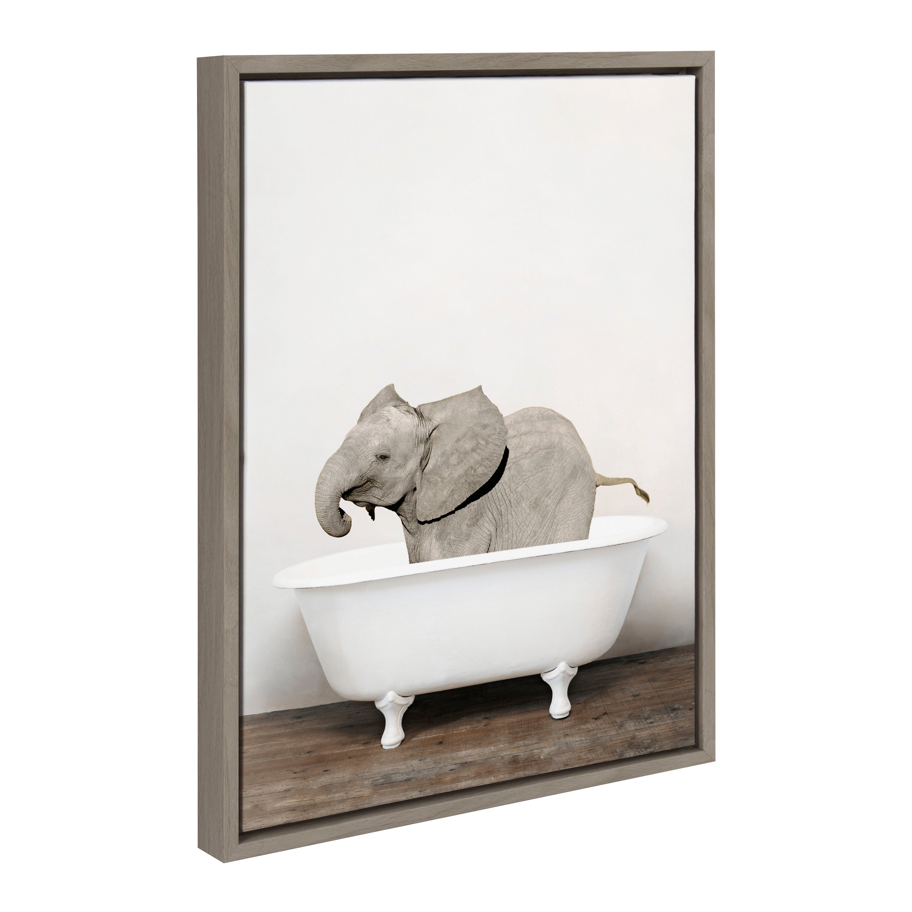 Sylvie Baby Elephant in the Tub Color Framed Canvas by kateandlaurel - product image 19 for Resin Society
