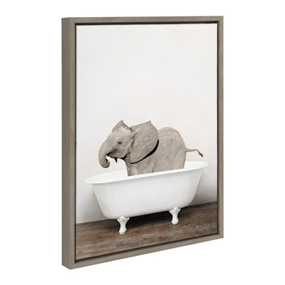 Sylvie Baby Elephant in the Tub Color Framed Canvas by kateandlaurel - product image 19 for Resin Society