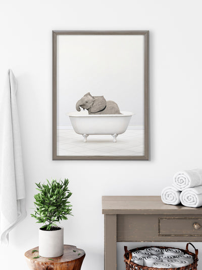 Blake Baby Elephant Solo Bathtub Framed Printed Glass by Amy Peterson by kateandlaurel - product image 7 for Resin Society
