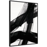 Black Mark No.
3 by Amy Lighthall Framed Canvas Wall Art Print showing abstract black and gold brush marks in Sylvie frame