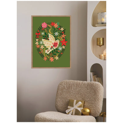 Sylvie Beaded Dove Christmas Framed Canvas by Mia Charro