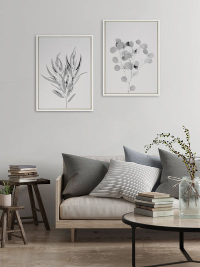 Sylvie Neutral Botanical 1 and 2 Soft White Framed Canvas by kateandlaurel - product image 3 for Resin Society