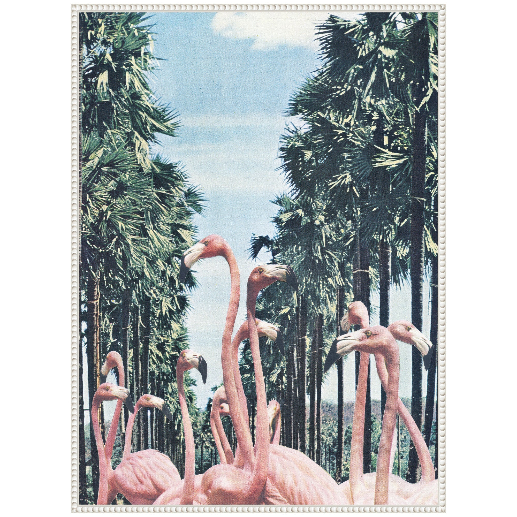 Sylvie Palm Trees and Flamingos Framed Canvas by Sarah Eisenlohr