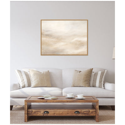 Sylvie Tonal Abstract Textural White and Beige Framed Canvas by The Creative Bunch Studio