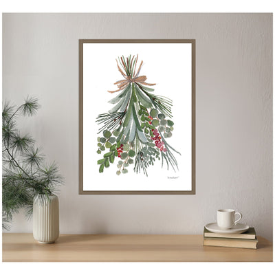 Sylvie Framed Canvas Mixed Greens Holiday Swag by Patricia Shaw