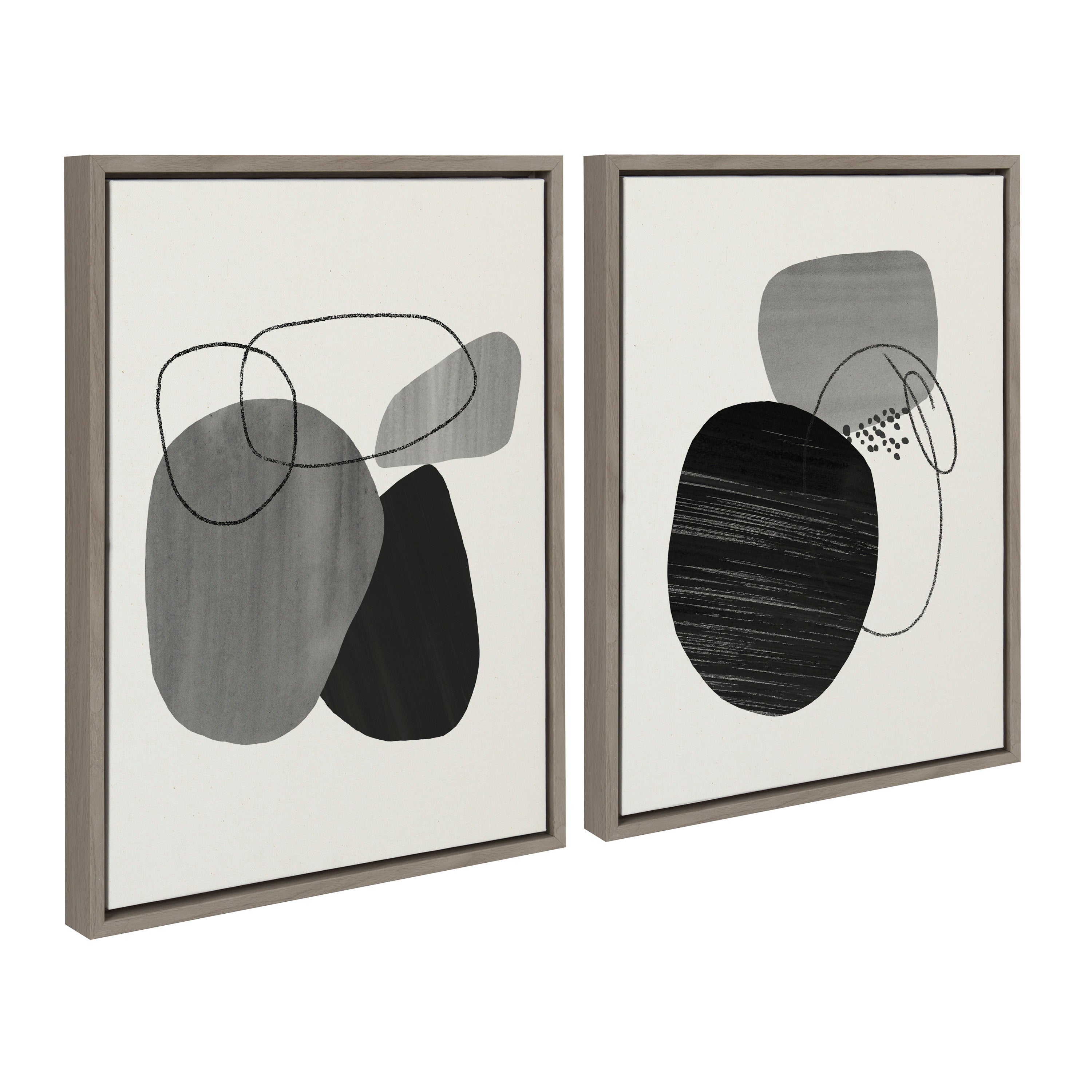 Sylvie 863 Abstract Rocks and 864 On The Rocks Framed Canvas Set by kateandlaurel - product image 13 for Resin Society
