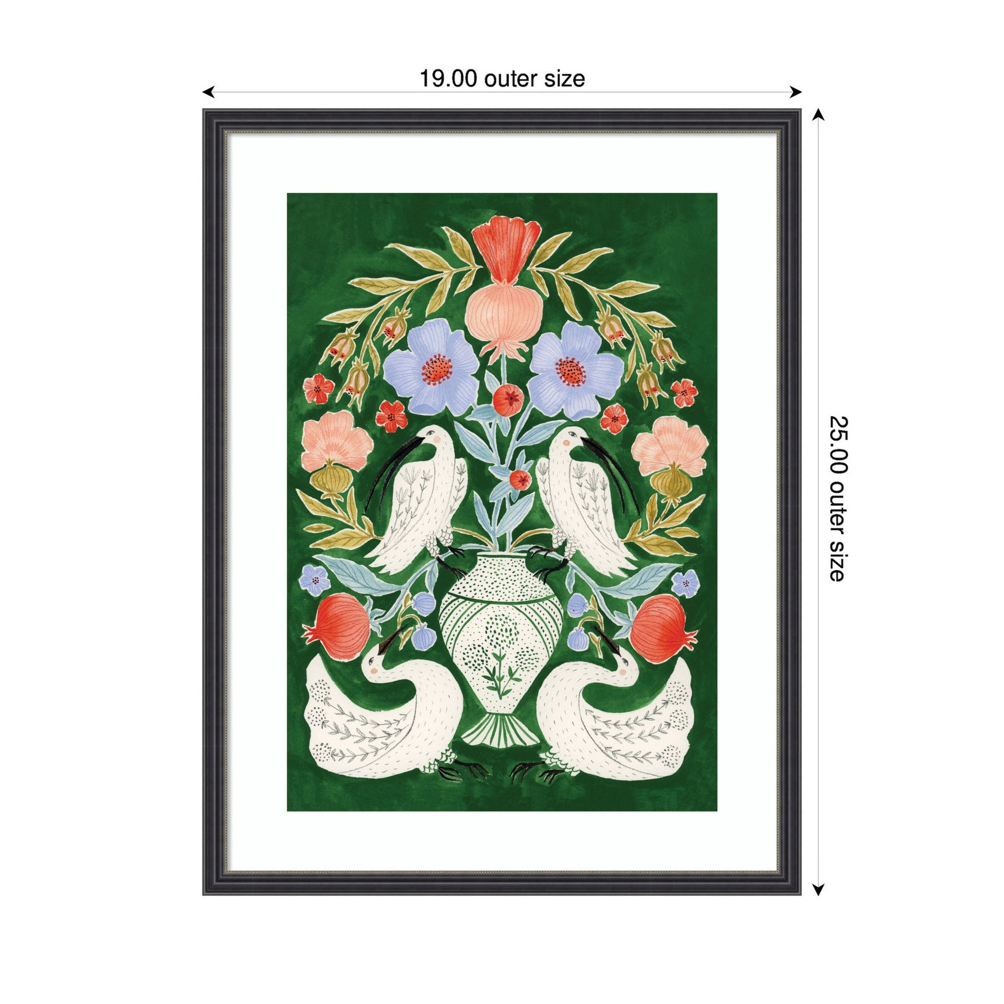 Floral Folklore Ibises and Swan by Jill Labieniec Framed Wall Art Print