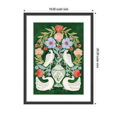Floral Folklore Ibises and Swan by Jill Labieniec Framed Wall Art Print