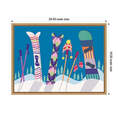 Sylvie Framed Canvas Winter Ski Village by Rachel Lee
