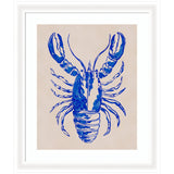 Framed art print of blue lobster silhouette by Nikita Jariwala in Oliver White Narrow molding