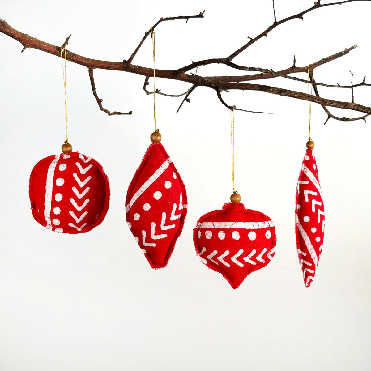 Red Finial Shaped Ornaments - Set of 4 by Mbare Ltd - main product image for Resin Society
