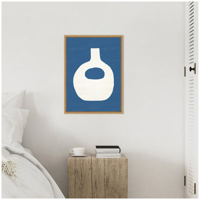 Sylvie Ceramic Blue Beige 3 Framed Canvas by Rocket Jack