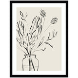 Framed wall art print titled Protea Sketch No.
2 by Sara Berrenson featuring botanical sketch in black with wooden frame