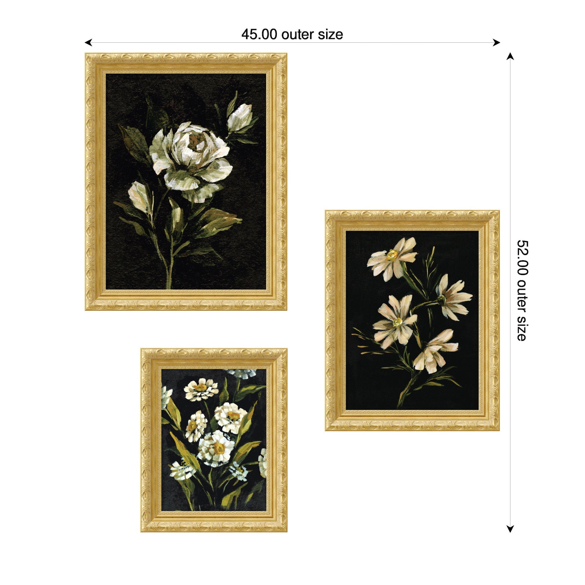 Moody Whites Floral No.
2 3 Piece Framed Wall Art Print Set by Annie Quigley