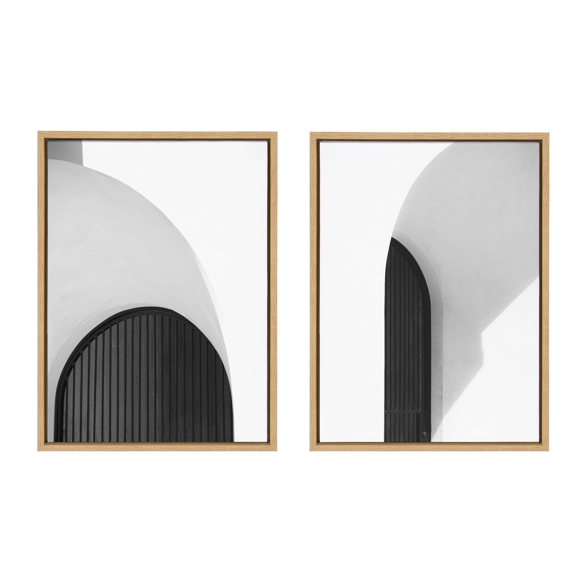 Black and white abstract Sylvie Doorway 1 and 2 framed canvas art set by Alicia Abla displayed in a room