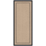 Pinboard with neutral linen fabric and black scallop border displayed on a wall