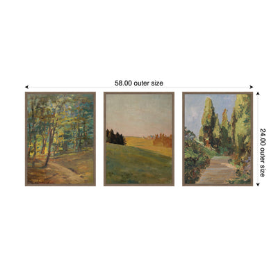 Forest Interior, Evening 1910 & Parklandschaft 3 Piece Framed Canvas Wall Art Set
