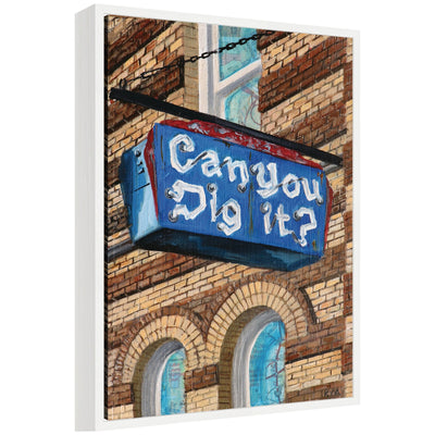 Can You Dig It framed canvas wall art by Krista V.
Allenstein, featuring an outdoor excavation scene in a white Sylvie frame.