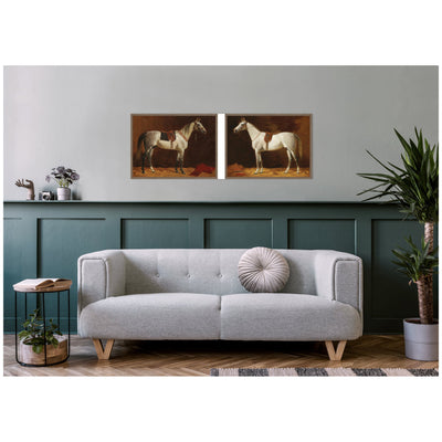 Emil Volkers White Horses 2 Piece Framed Canvas Wall Art Set by Nostalgia Prints