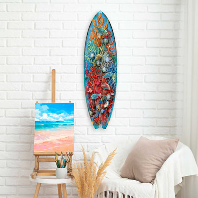 Surfboard Coastal Wall Art - Underwater Life by G. DeBrekht