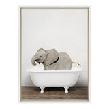 Sylvie Baby Elephant in the Tub Color Framed Canvas