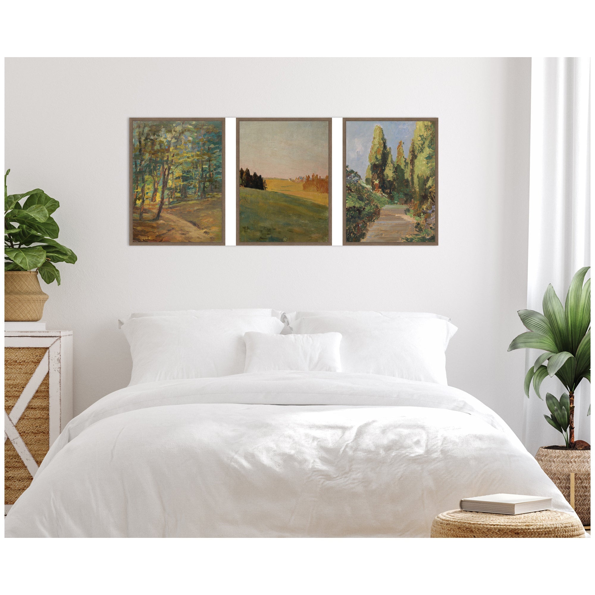 Forest Interior, Evening 1910 & Parklandschaft 3 Piece Framed Canvas Wall Art Set