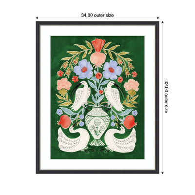 Floral Folklore Ibises and Swan by Jill Labieniec Framed Wall Art Print