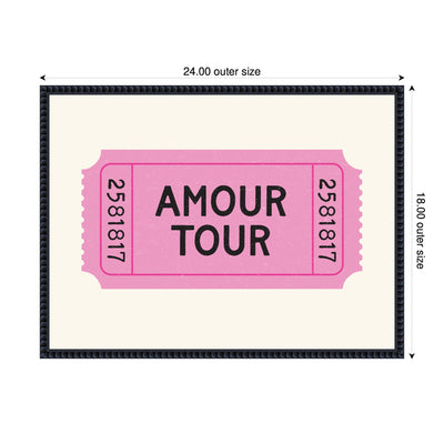 Pink Poster Retro Ticket Print, Amour Tour Dopamine Decor, Girly Wall Art, Trendy French Poster by Lucky Guava Framed Canvas Wall Art Print