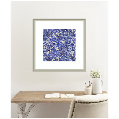 Framed Art Painted Flowers Blue by Carrie Cantwell