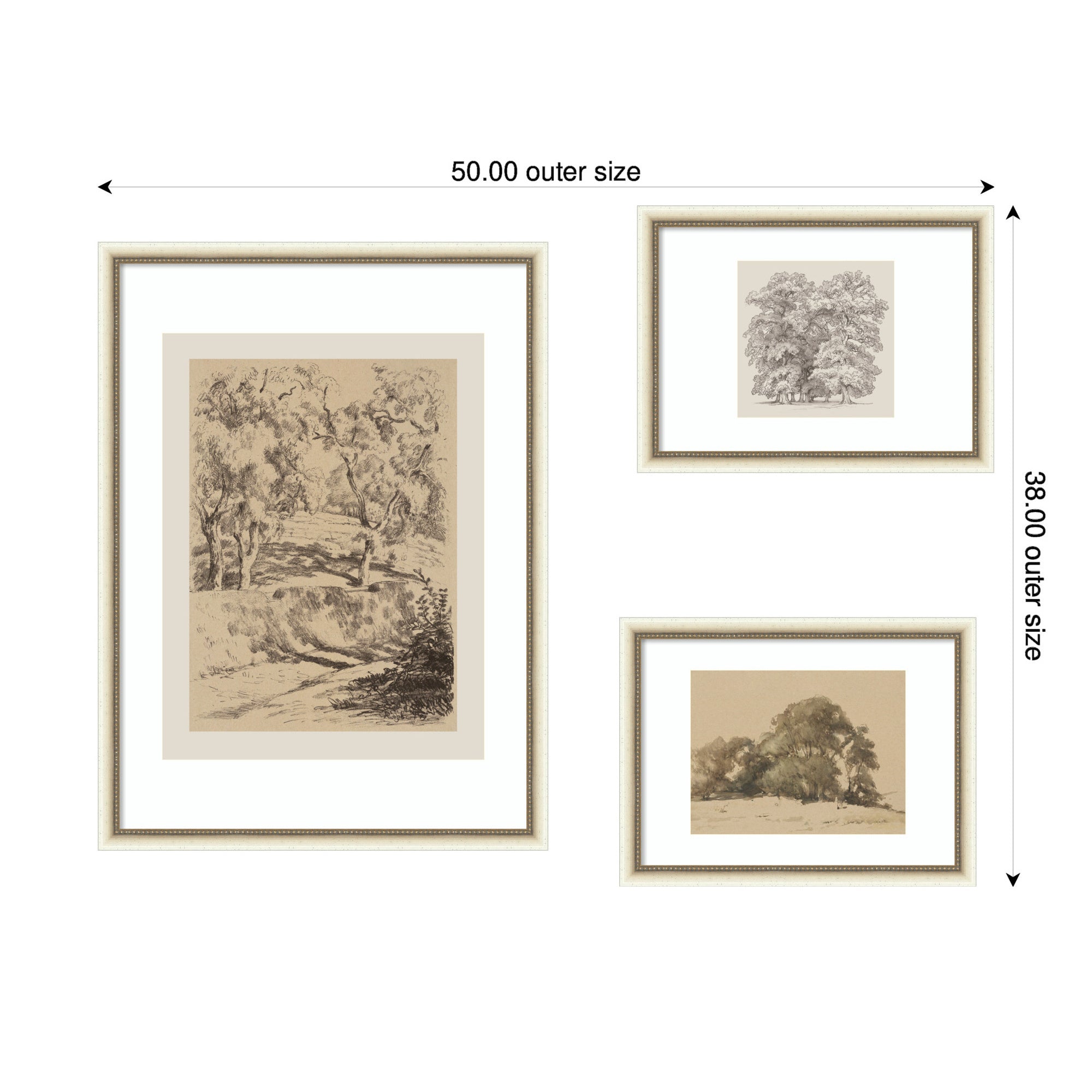 Sketches of Nature by Fry, Becker & Bosboom 3 Piece Framed Wall Art Print Set by Nostalgia Prints