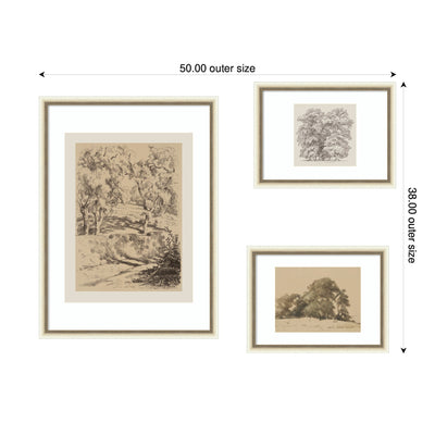 Sketches of Nature by Fry, Becker & Bosboom 3 Piece Framed Wall Art Print Set by Nostalgia Prints