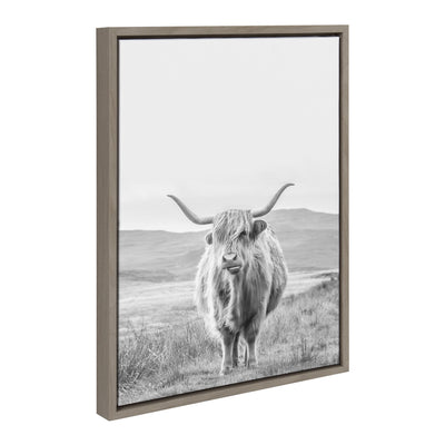 Sylvie Highland Cow Mountain Landscape Black and White Framed Canvas by by kateandlaurel - product image 17 for Resin Society