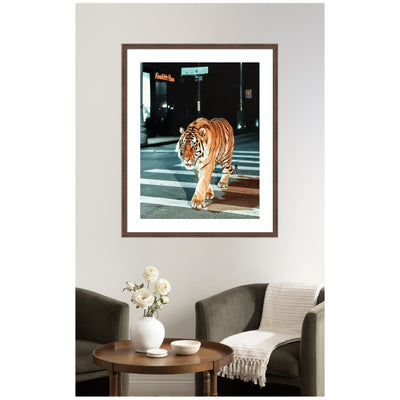 Framed Art Tiger in the City at Night 2 by Michael Schauer
