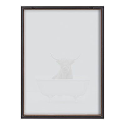 Blake Highland Cow Solo Bathtub Framed Printed Glass by Amy Peterson Art Studio