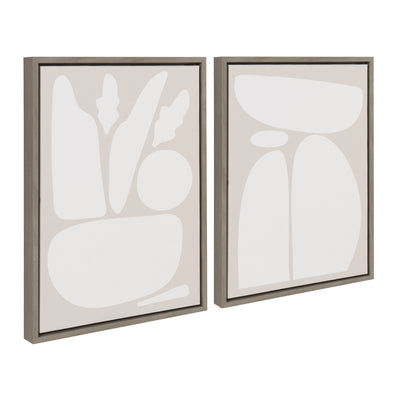 Sylvie Zen Botanical Rock Neutral Framed Canvas Set by kateandlaurel - product image 11 for Resin Society