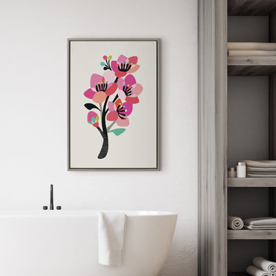 Sylvie Mid Century Modern Cherry Blossoms Framed Canvas by kateandlaurel - product image 19 for Resin Society