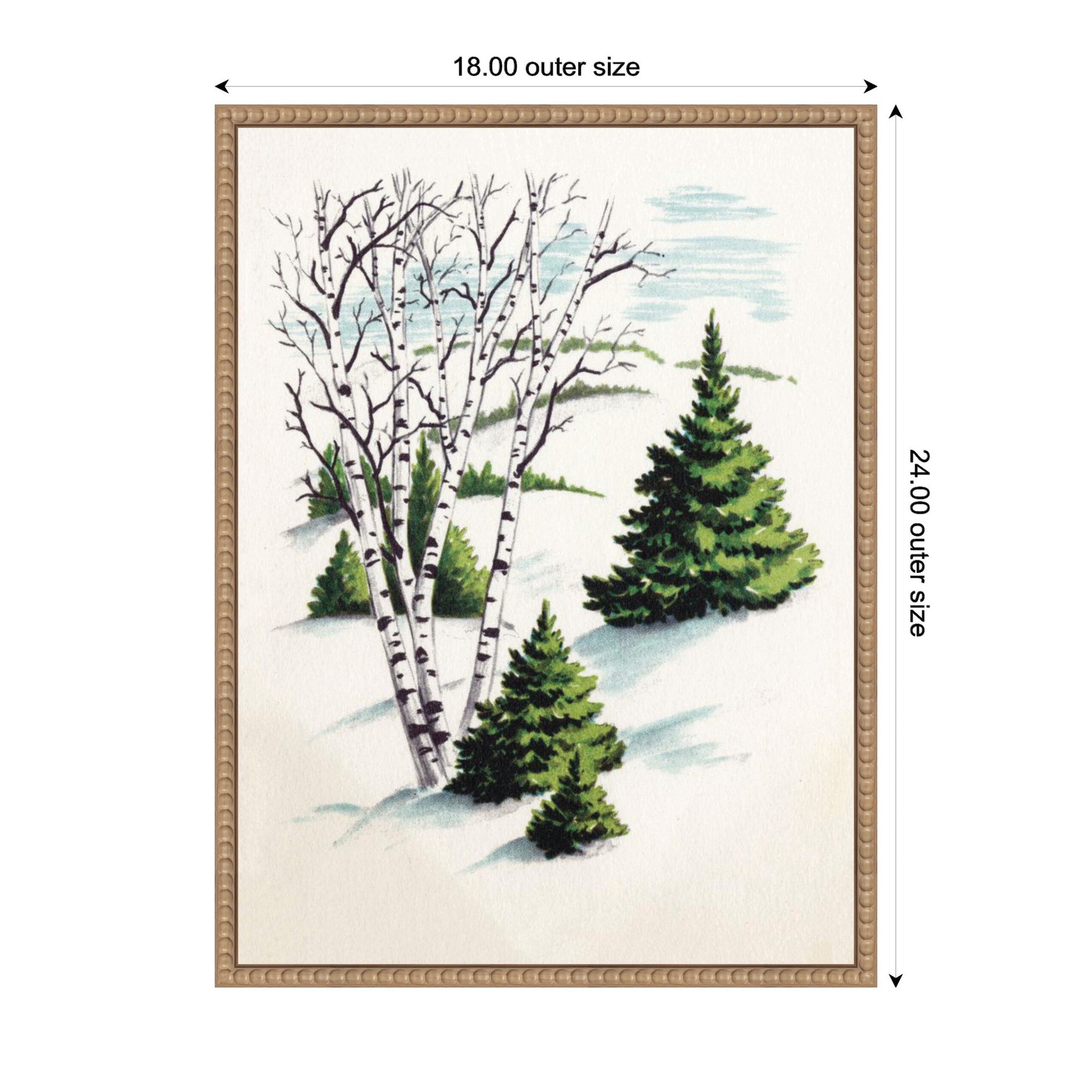 Sylvie Beaded Christmas Snowy Winter Fir Trees and Birch Trees Framed Canvas by Corinna Buchholz of Piddix