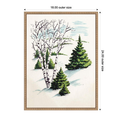 Sylvie Beaded Christmas Snowy Winter Fir Trees and Birch Trees Framed Canvas by Corinna Buchholz of Piddix