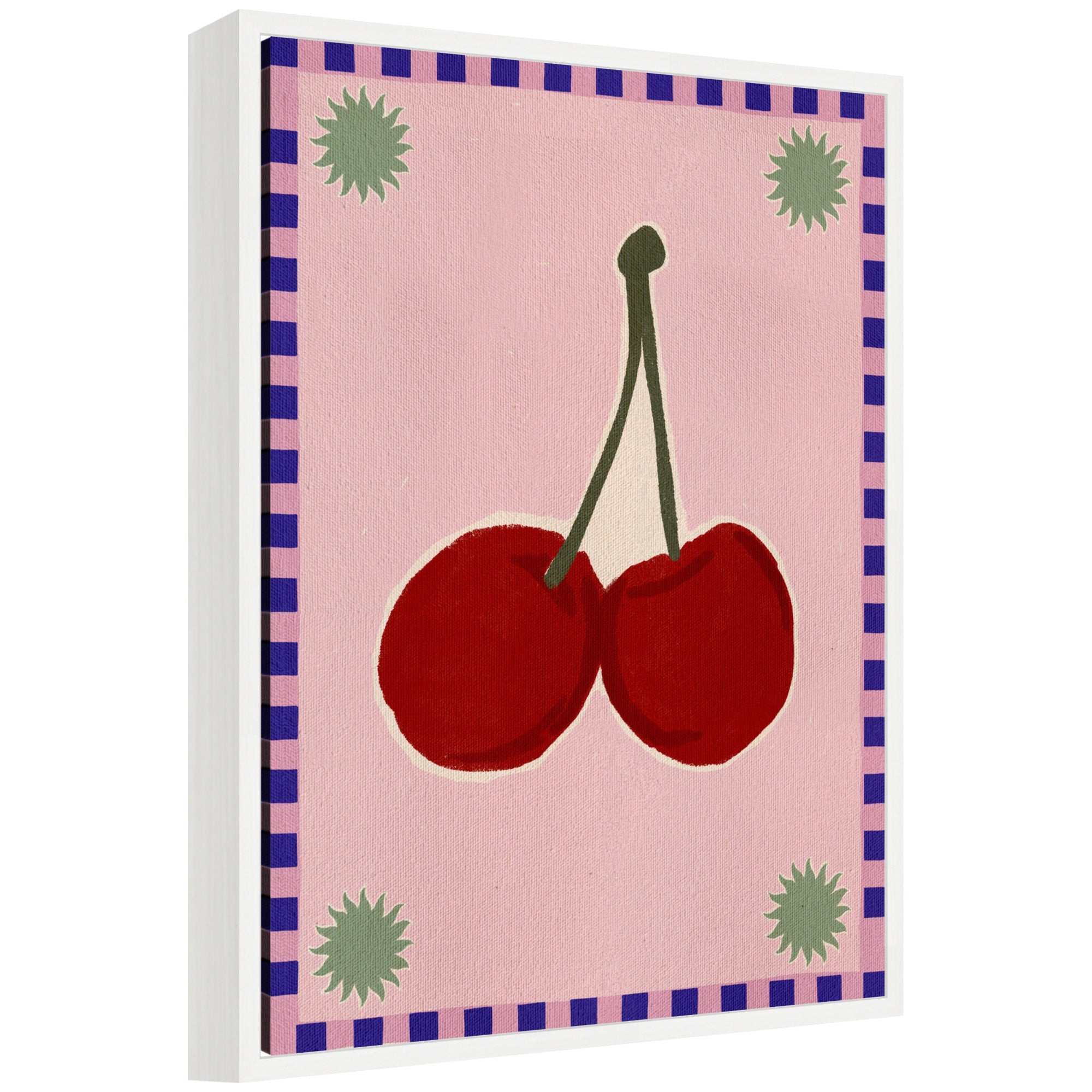 Sylvie Lush Duo 1 Cherry framed canvas print by Shatha Al Dafai showing abstract red and subdued colors in a lightweight modern frame