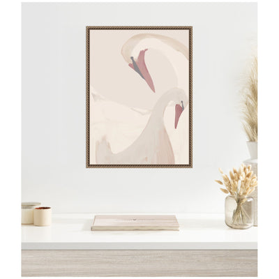 Swans Swimming by Alicia Abla Framed Canvas Wall Art Print