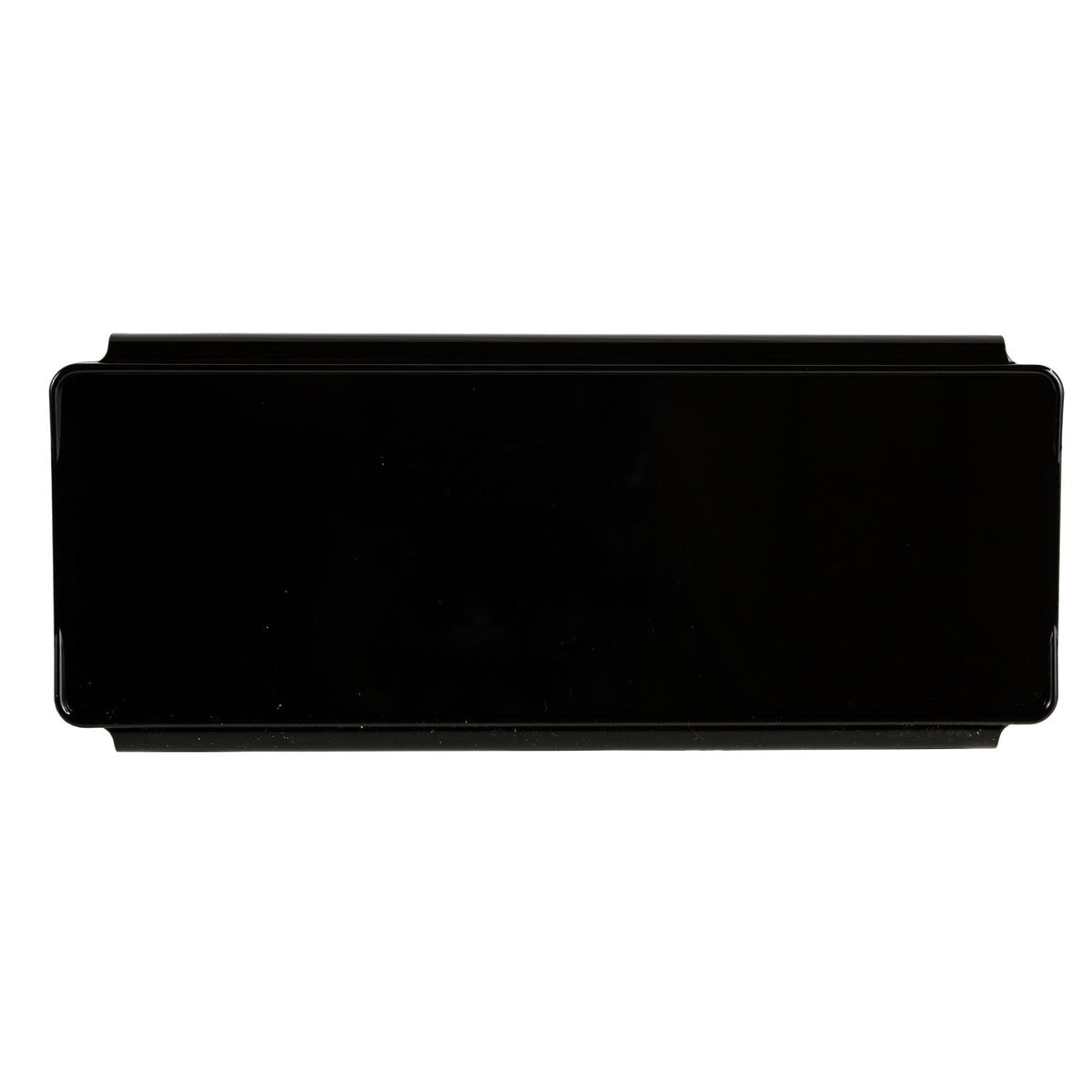 Rectangular glossy black LED bar cover with slightly raised edges on the long sides, shown on a white background from above.