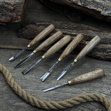 8-Piece Large Wood Carving Tool Set with hand-forged blades and ash wood handles