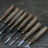 8-piece wood carving tool set with knives and chisels by Sharky Forged Steel Tools
