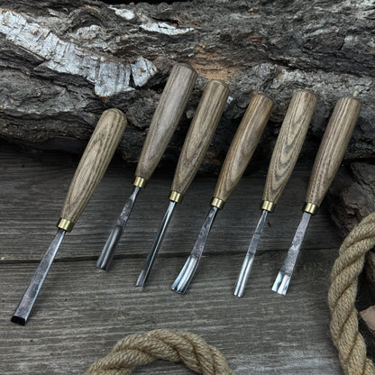 8-piece wood carving tool set with knives and chisels by Sharky Forged Steel Tools