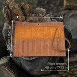 Handmade 8 Pocket Leather Chisel Roll made from Crazy Horse leather by Sharky Forged Steel Tools