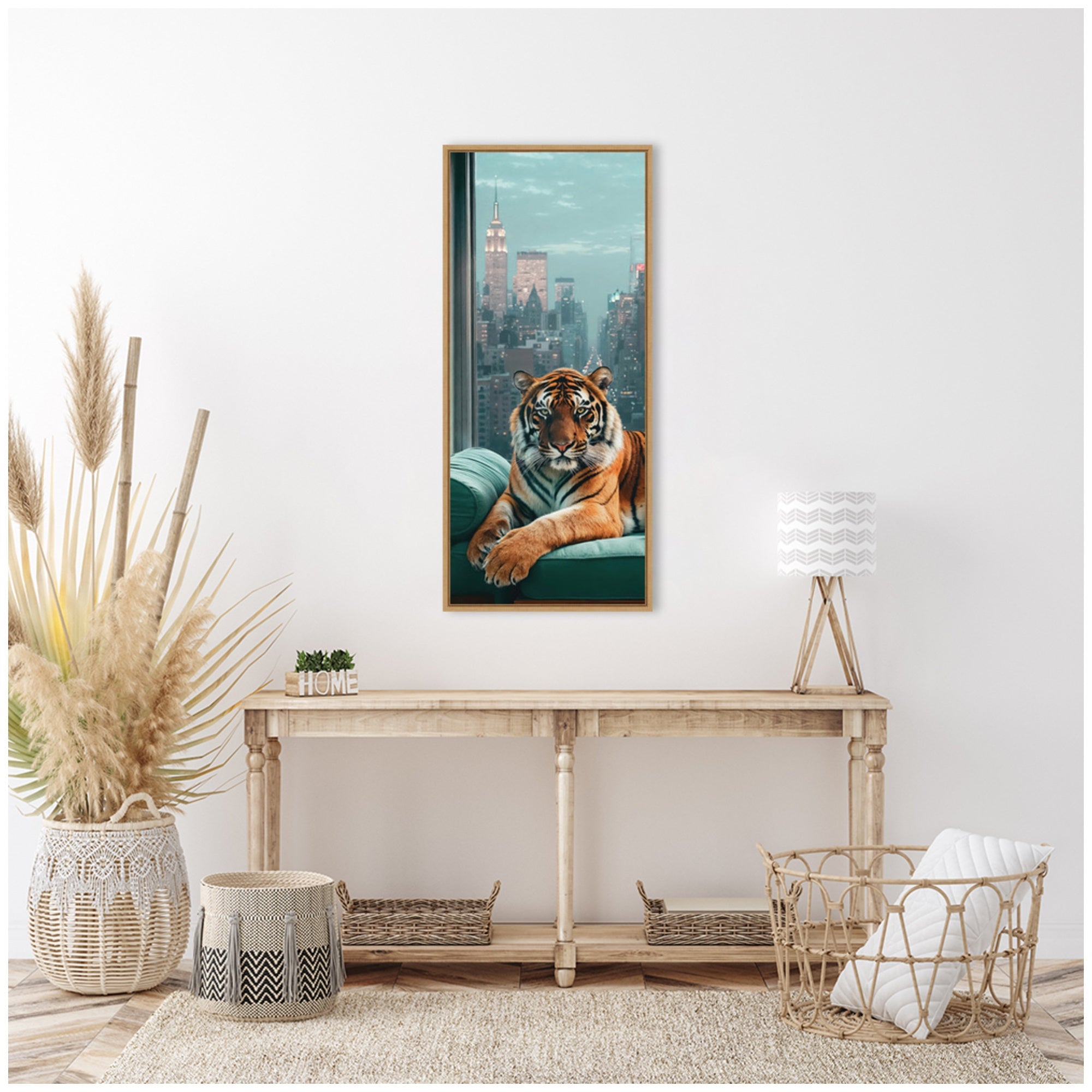 Sylvie Graceful Tiger in New York Framed Canvas by Michael Schauer
