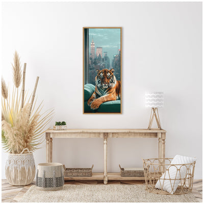Sylvie Graceful Tiger in New York Framed Canvas by Michael Schauer