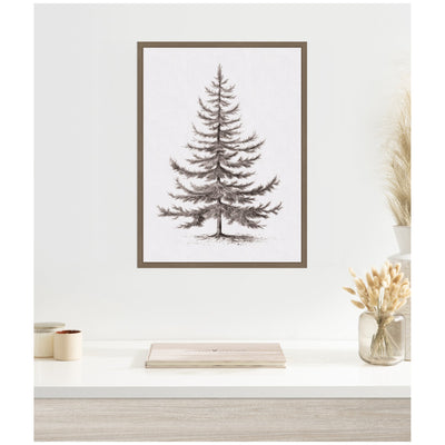 Sylvie Framed Canvas Vintage Evergreen Fir Tree Illustration II by The Creative Bunch Studio